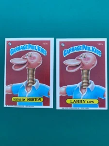 1986 Garbage Pail Kids157a & 157b: “Larry Lips” & “Distortin’ Morton” - Picture 1 of 2