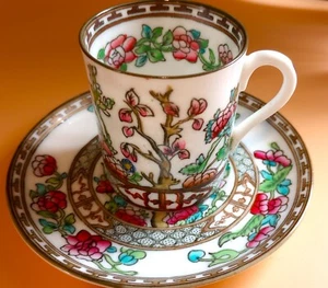 Coalport Indian Tree Demitasse Bone China Cup & Saucer Vintage - Picture 1 of 3