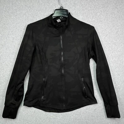 Jaqueta feminina 90 graus por reflexo XL preta camuflagem roupa ativa ioga zíper completo - Imagem 1 de 4