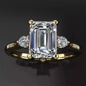 6 Ct White Lab Created Diamond Ring Emerald Cut VVS1 Certified ! Christmas Gift - Picture 1 of 5