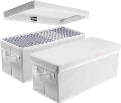 UENTIP CD Storage Boxes With Lids- Pack of 2 Case cd box-2 Pack, White