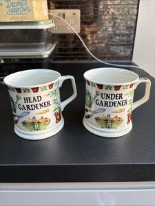 2 X JUEGO DE TAZAS TANCARD DE HUESO FINO PORCELANA DE HUESO FINO HEAD GARDENER + UNDER GARDENER + PAST TIMES - Imagen 1 de 6