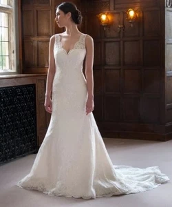 Augusta Jones Lace Daphne Gown Wedding Dress Sample Size 12 (Street Size 10) - Picture 1 of 10
