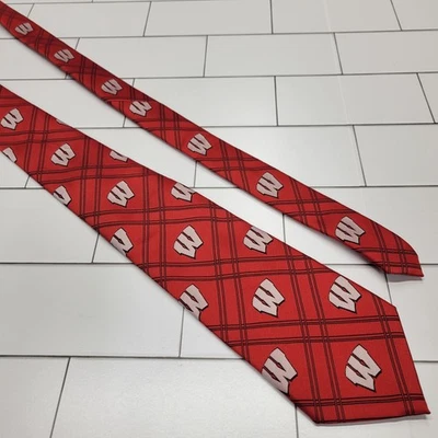 Corbata Eagles Wings University Of Wisconsin Badgers con logotipo a rayas para hombre talla 60"x 4" Foto 1 de 4