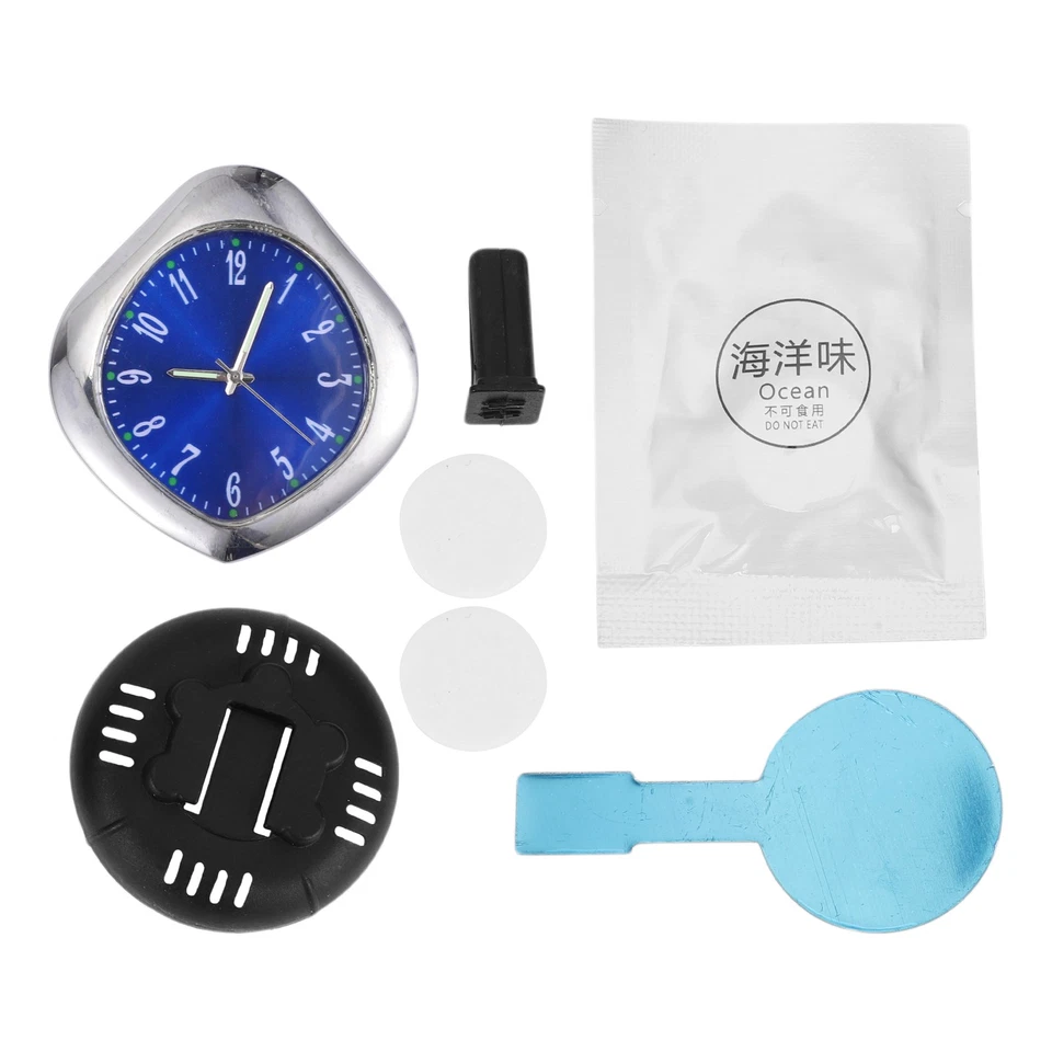 Orologio auto argento, analogico blu, 1,85"x1,69"x0,39", 1 Set - Immagine 1 di 4