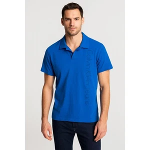 Calvin Klein Jeans Polo Shirt Mens XL Blue Cotton Short Sleeve Logo Vertical - Picture 1 of 8