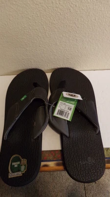 Sanuk Beer Acogedoras Sandalias Informales Chanclas Tanga para Hombre, Talla 12 Negras Nuevas Foto 1 de 4