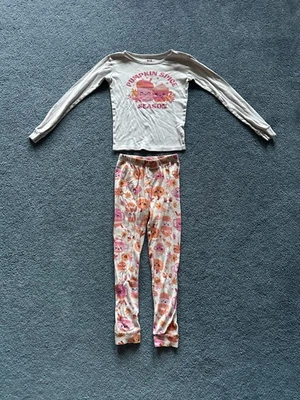 Conjunto de pijama PJ Place feminino branco e laranja manga longa camisa e calça outono tamanho 6 - Imagem 1 de 4