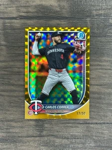 2025 Bowman Chrome Gold Geometric Refractors #54 Carlos Correa /50 Twins - Picture 1 of 2