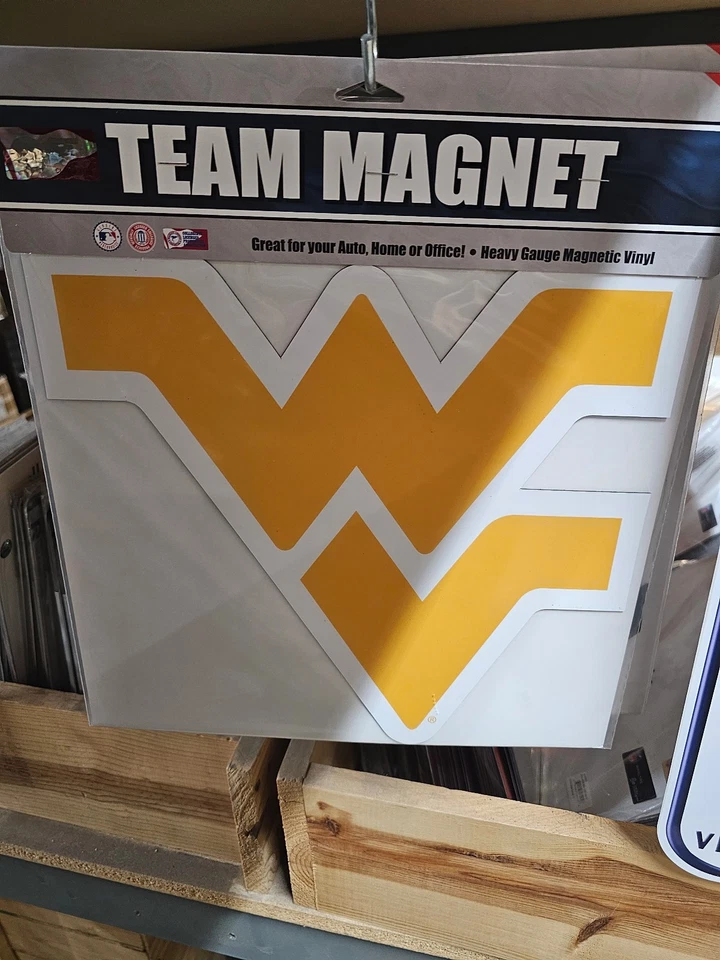 WEST VIRGINIA MOUNTAINEERS NCAA FOOTBALL MAGNET CAR OFFICE 12 Inch Helmet NEW - Image 1 of 3