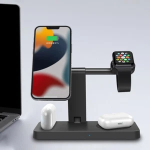 4in1 Magnetic Wireless Charger Stand For iWatch SE/7/6 AirPod iPhone 13Pro/12 - Picture 1 of 14