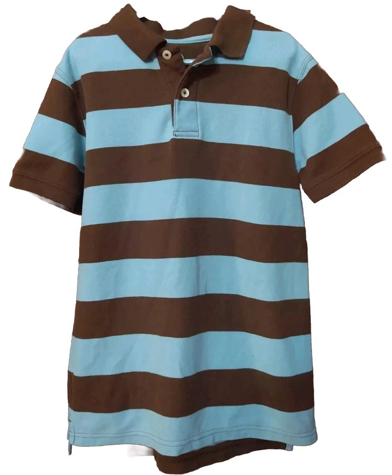 Boys J. Khaki Striped Collared Shirt Size M(10/12) - Image 1 of 1