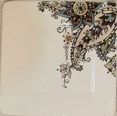 Tabletops Gallery MISTO ANGELA Square Salad plate Paisley 8 1/4"  - Image 1 of 4