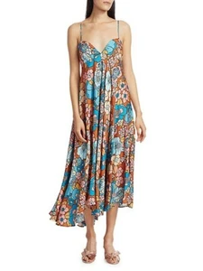 DODO BAR OR Women's Mila Floral Asymmetric Hem A-Line Midi Dress Size XS - Picture 1 of 12