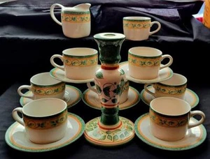Lot of 17 Pfaltzgraff French Quarter Coffee Cups Saucers Creamer Garden District - Picture 1 of 10