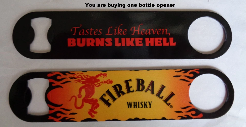ONE FIREBALL WHISKY SPEED,  BEER BOTTLE OPENER w/ 2-SIDED GRAPHICS METAL **NEW** - Image 1 of 1