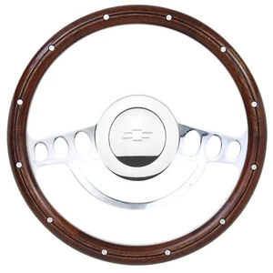 1969 - 84 Chevy Monte Carlo, Nova Billet & Wood Steering Wheel Set, Chevy Horn - Picture 1 of 12
