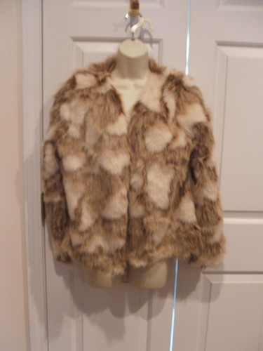 OFF WHITE giacca pelliccia sintetica nuova con etichetta $160 off white misto caramello taglia media