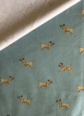 Sophie Allport Border Terrier on Teal Cotton Duck Fabric New Dogs Assorted Sizes - Image 1 of 4