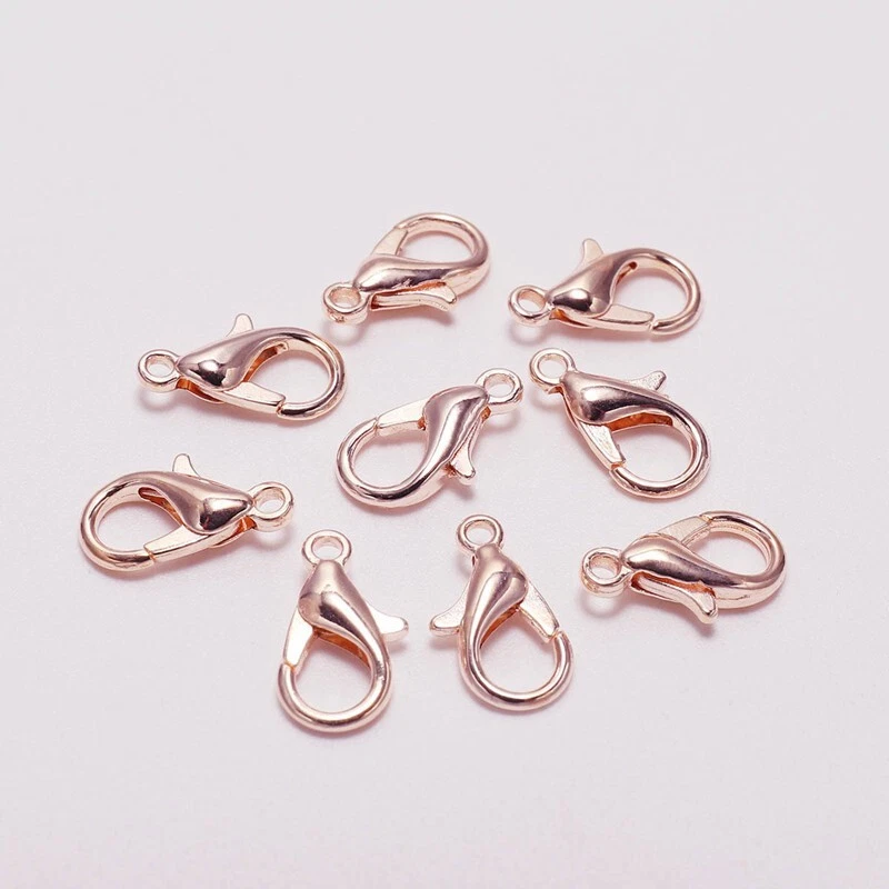 100 Lobster Clasps Trigger 10mm 12mm 14mm 16mm 21mm Silver Gold Rose Gold Bronze - Image 1 of 4