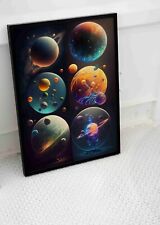 SPACE PLANETS POSTER PRINT WALL ART GALAXY ORBIT  STARS SOLAR SYSTEM A3 A4 SIZE