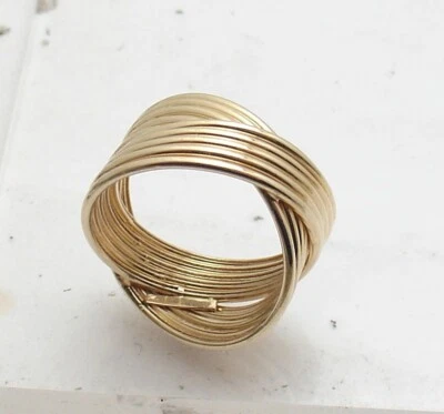 Size 8 Technibond Ribbed Criss Cross  Ring 14K Yellow Gold Plated 925 Silver - Image 1 of 4