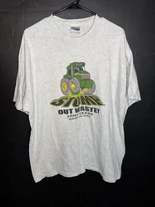 VTG John Deere T Shirt Adult XL Gray Hanes Beefy T Stomp Out Waste Waterloo Y2K - Picture 1 of 7