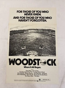 1976 WOODSTOCK ORIGINAL 27x41 ONE SHEET MOVIE POSTER JIMI HENDRIX LOW LOW PRICE! - Picture 1 of 5