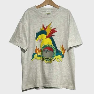 Vtg 2000 Nintendo Cyndaquil Typhlosion Quilava Pokemon Gray Tee T Shirt Youth M - Picture 1 of 7