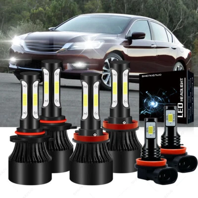 For Honda Accord 2013 2014 2015 Combo LED Headlight High+Low Beam+Fog Lights Kit - Image 1 of 4