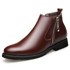Chelsea Men's Fashion Shoes Leather Boots Warm Leather Long Fur Boots Winter New