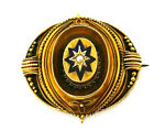 Victorian 14K Yellow Gold Enamel Pearl Brooch Pin Locket