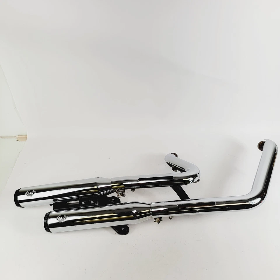 Silenciadores sin cordones cromados Grand National S&S para bicicleta Harley Breakout Fatboy 18-24 Foto 1 de 4