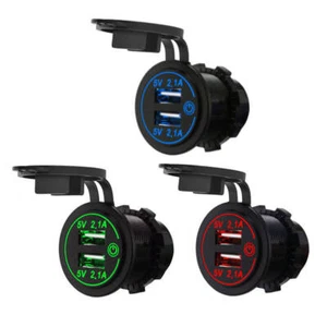12V Car Cigarette Lighter Socket Dual QC3.0 USB Ports Fast Charger Power Adapter - Picture 1 of 10