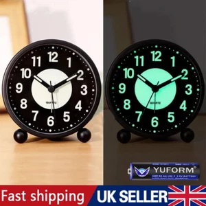 Alarm Clock Bedside No Ticking Battery Power Silent Luminous Clock clear display - Picture 1 of 13