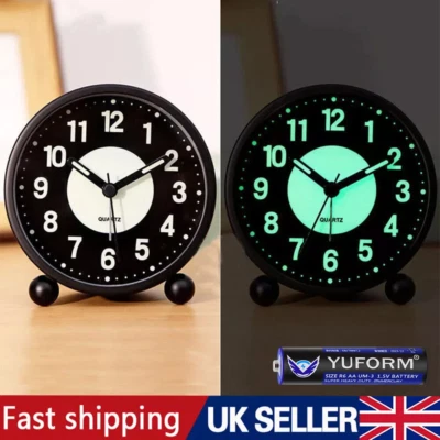 Alarm Clock Bedside No Ticking Battery Power Silent Luminous Clock clear display - Image 1 of 4