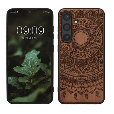 Cover compatibile con Samsung Galaxy S24 legno e bumper TPU  - Immagine 1 di 4