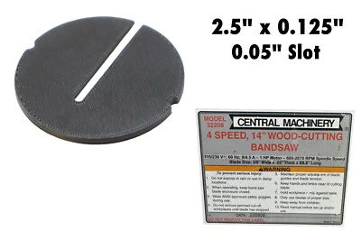 WOP Bandsaw Table Insert Plate for Central Machinery 4 Speed 14" Bandsaw 32208 2.5"