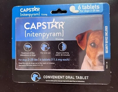 CAPSTAR Fast-Acting Oral Treatment for Small Dogs 2-25 lbs 6 Tabs EX 9/26+ 3370 - Image 1 of 2