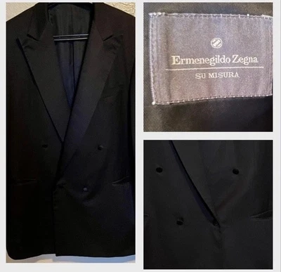 Chaqueta de Cena Ermenegildo Zegna 46L Doble Pecho Super 100’s Lana Negra Foto 1 de 4