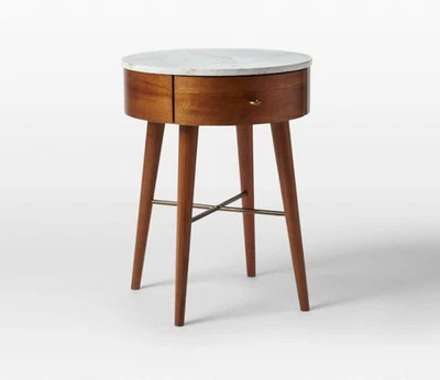 West Elm Penelope nightstand 18" White Marble top - Image 1 of 4