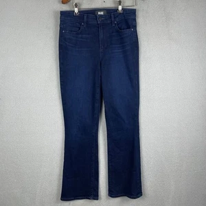 Paige Claudine Jeans Women 26 Blue Denim Stretch Mid Rise Straight Dark Wash - Picture 1 of 10