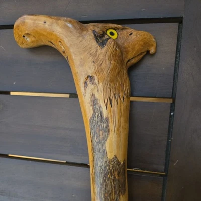 Vintage Hand Carved Eagle Walking Cane Stick 34" Long - Image 1 of 4