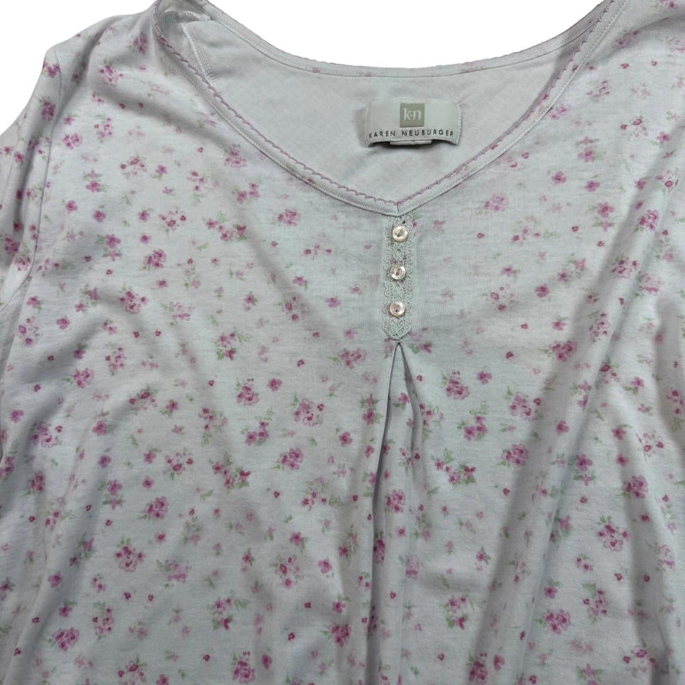 Camisón Karen Neuburger Mujer Ropa de Dormir L Rosa Lavanda Floral Botones Foto 1 de 4