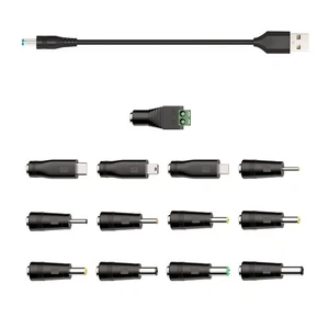5 feet USB to DC 5V Power Cord, Universal DC 5.5x2.1mm Cable with 13 Connectors - Picture 1 of 11