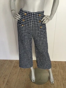 ZARA Hose Hahnentritt weite Beine marine/weiß Größe S - Bild 1 von 7