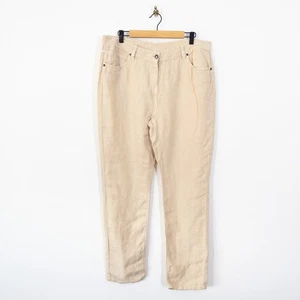 POETRY Cream Pure Linen Tailored Trousers Size 16 Five Pocket Reg Length - Picture 1 of 17