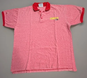 Vintage Majestic Kansas City Chiefs L Embroidered Polo Shirt Men's Red 1990's - Picture 1 of 8