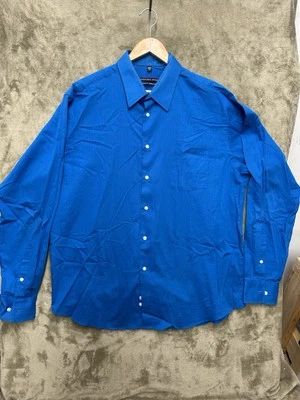 Camisa Geoffrey Beene Para Hombre Talla 17.5 36/37 Azul Abotonada Manga Larga Foto 1 de 4