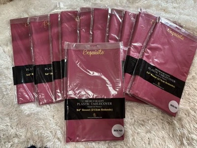 Manteles de plástico redondos color borgoña 84" calidad premium marca exquisita Foto 1 de 3